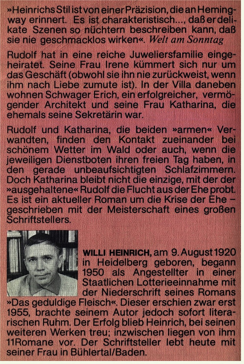 Geometrie einer Ehe - Roman von Willi Heinrich