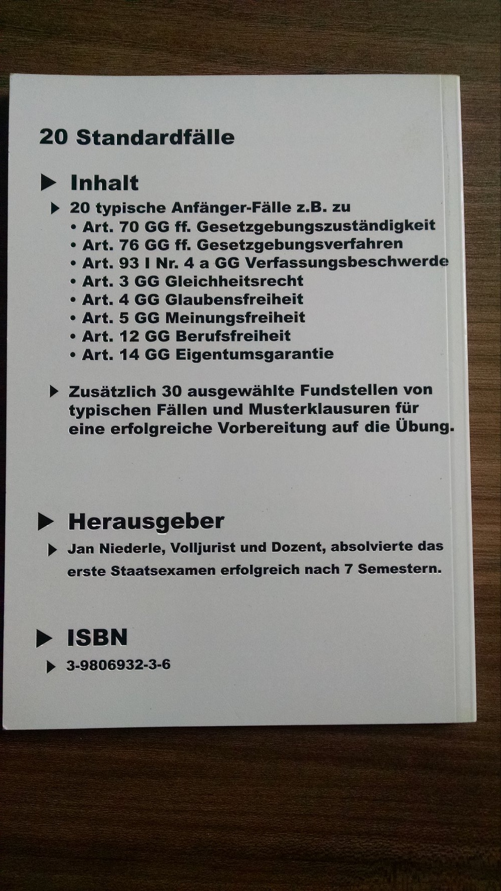 20 Standardfälle Öffentl. Recht zur Übung