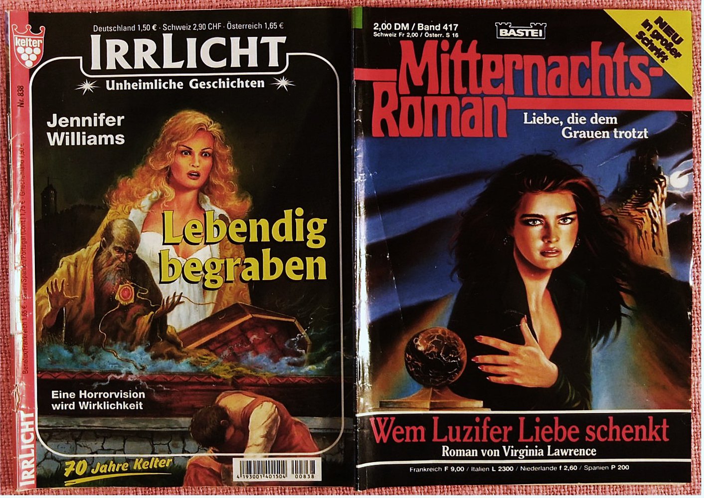 14 x Grusel-Krimis / Gespenster-Romane in 14 Romanheften - Meißt Mitternachts-Roman + Irrlicht