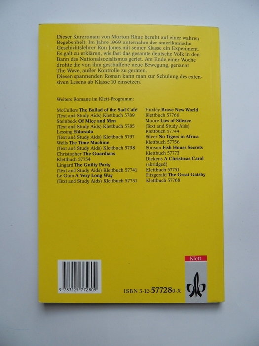 The Wave von Morton Rhue Jugendroman Kurzroman Klettverlag Schulunterricht