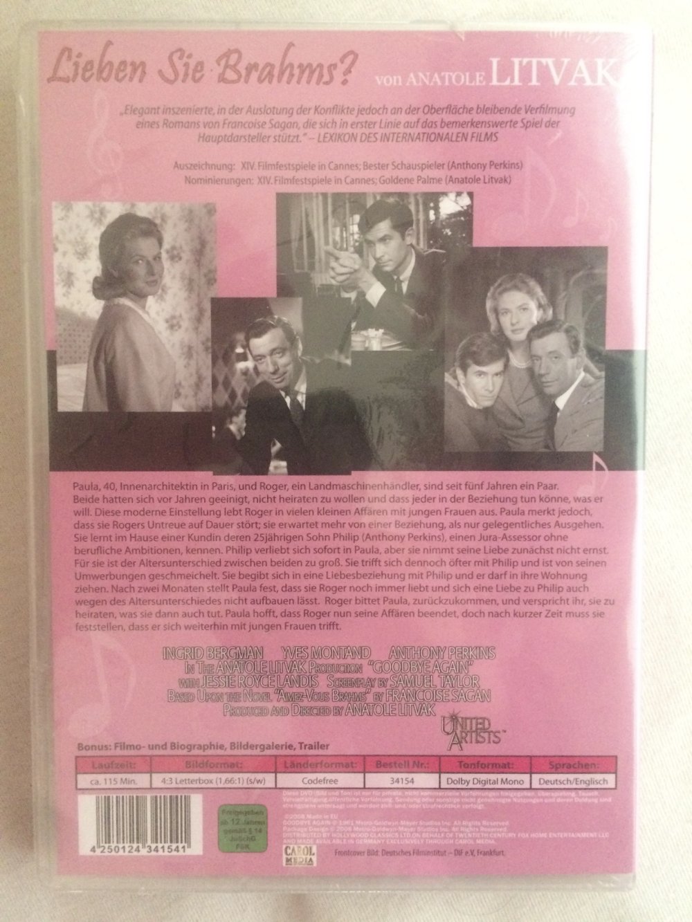 DVD: Lieben Sie Brahms? 1961 mit Yves Montand, Ingrid Bergman, Anthony Perkins von Anatole Litvak