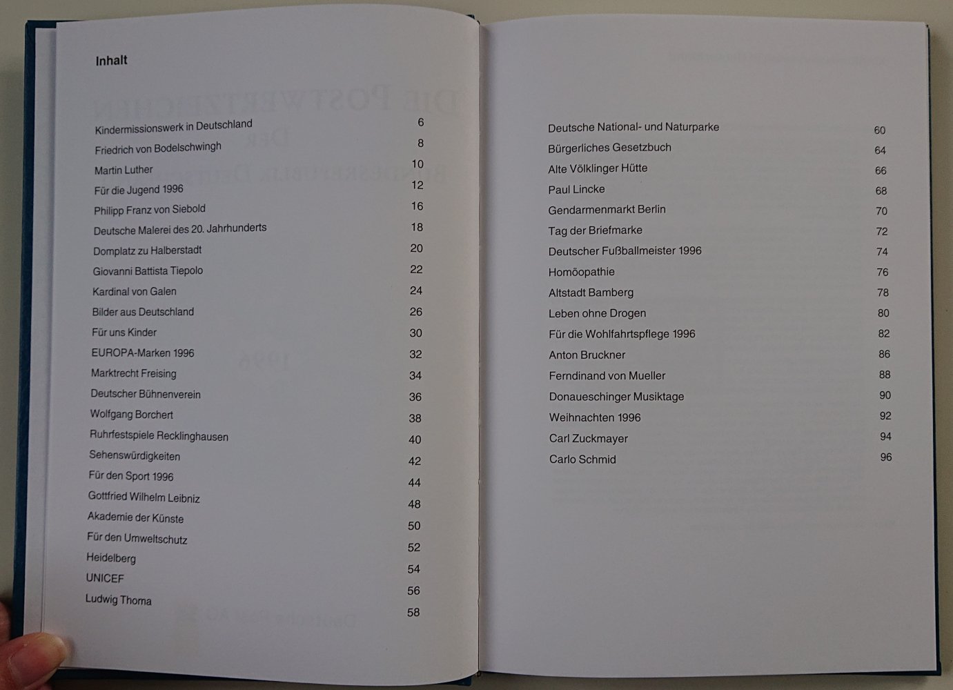 Die Postwertzeichen der Bundesrepublik Deutschland 1996