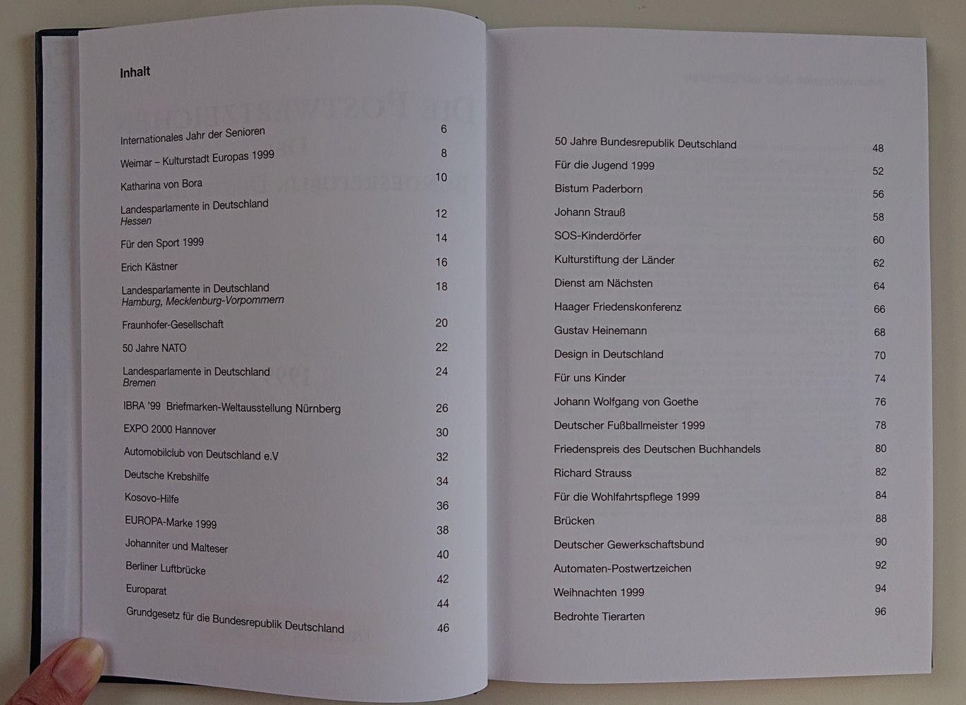 Die Postwertzeichen der Bundesrepublik Deutschland 1999