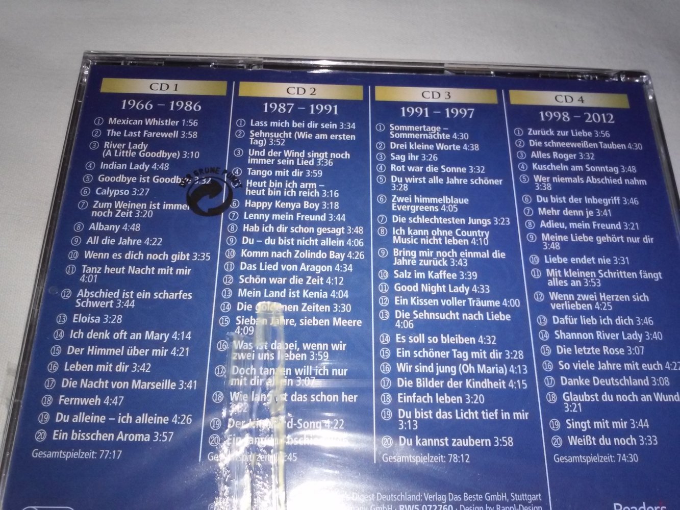 Neu!OVP! Roger Whittaker- Schön war die Zeit - (4CD-Box) - Geschenktipp