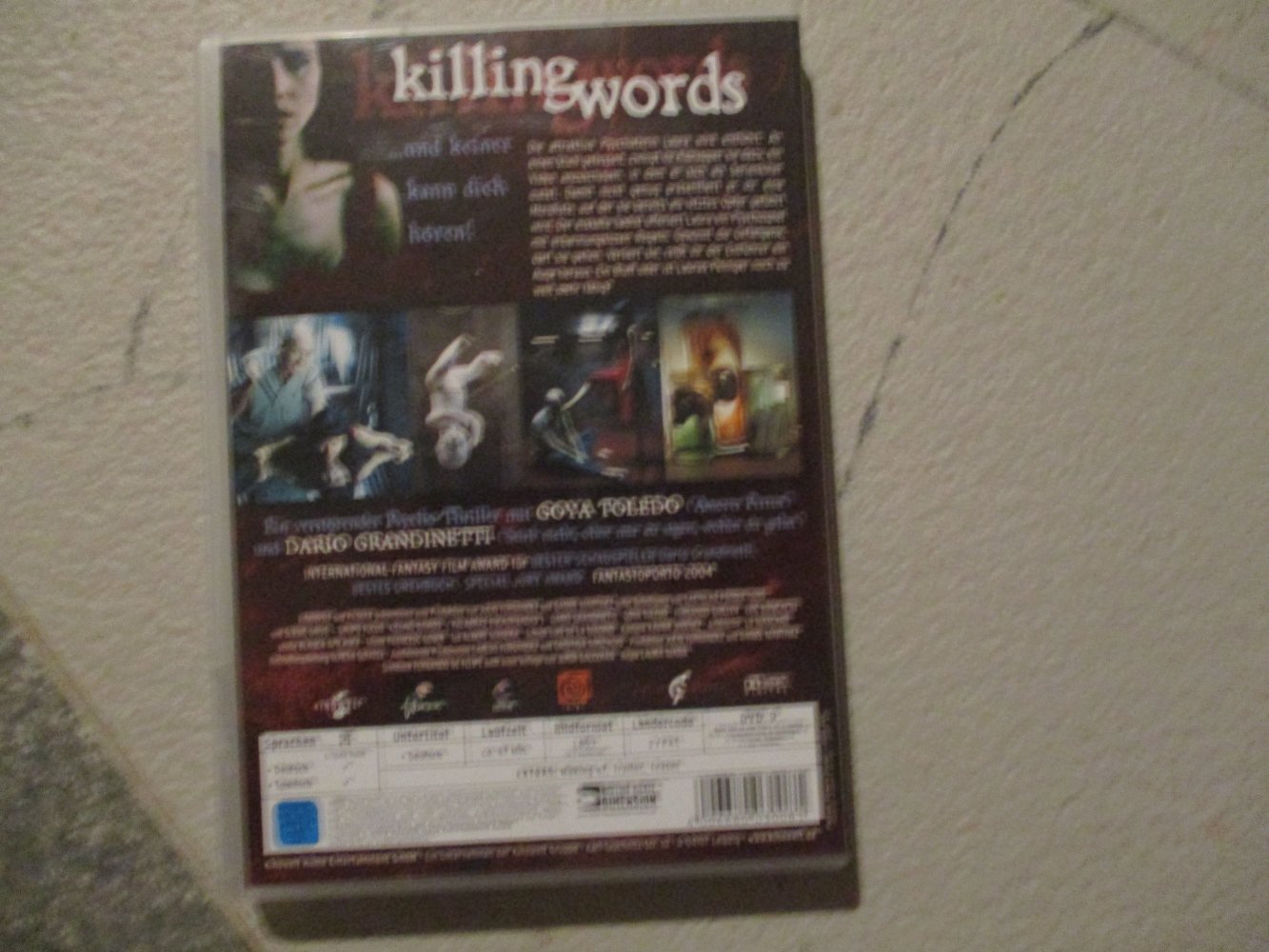 dvd film psycho-thriller killing words.sehr guter zustand.ab 16 j.