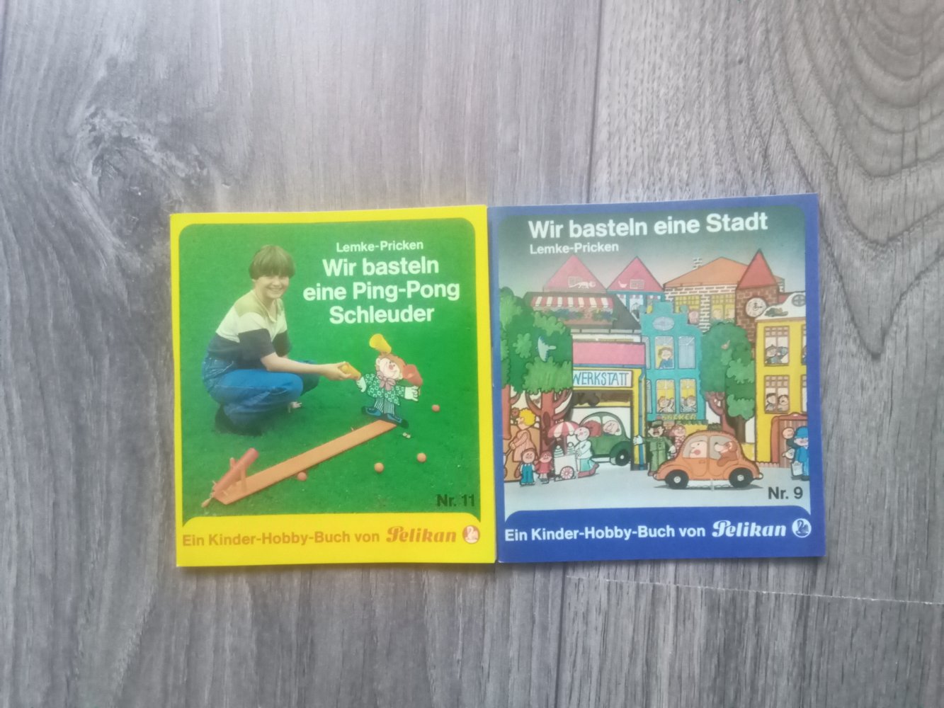 2x Pixibuch Pixi Pelikan Wir basteln eine Stadt Pingpong-Schleuder