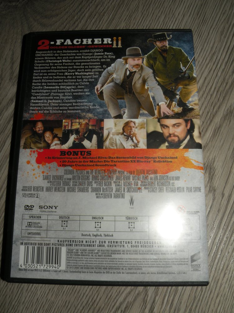 DVD Sammlung Sammlungsauflösung Django Unchained Leonardo di Caprio top