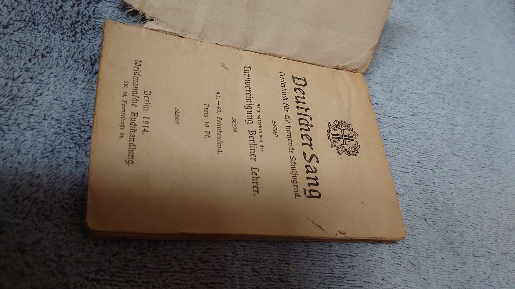 Buch Turnvereinigung Berliner Lehrer Deutscher Sang Liederbuch für die turnende Schuljugend Weidmannsche Buchhandlung 1914