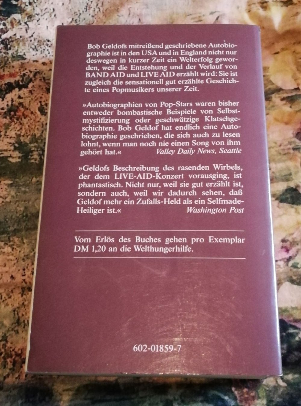 Buch Musik Autobiographie 80er Bob Geldof So War's Live Aid Band Aid Pop London