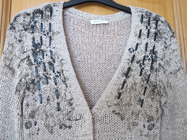 Strickjacke,beige-braun,neu,Langarm