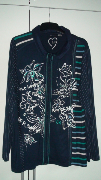Zipper Sweatpulli mit  Kragen und Kordel  Gr. 44