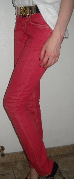 Sexy LTB Röhre Jeans Hose rot Littlebig Colour Blocking Ziernähte NEU Gr. 25 32 34 XXS XS