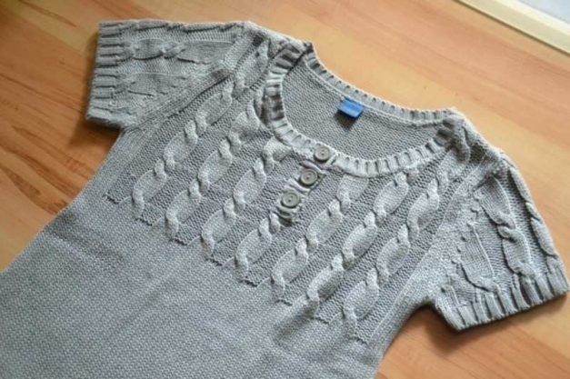 Wunderschönes Strick Kleidchen Strickkleid grau Longshirt NEU 36 38 S