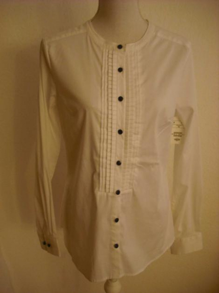 Smoking-Bluse, weiss, Falten, tailliert