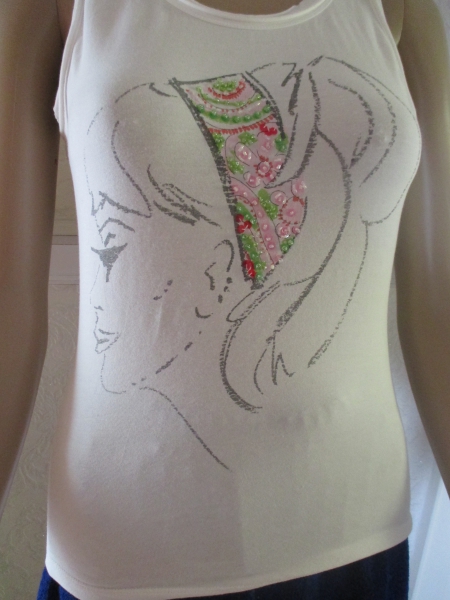 NEU * Glitzer * Perlen * Rockabilly- Style * Tank * Träger * TOP * T- SHIRT 