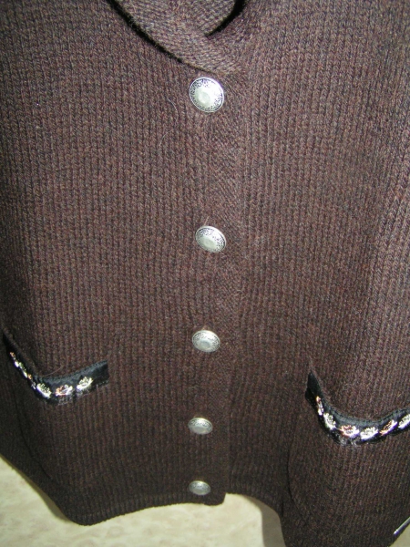 Landhaus Woll Strickjacke Jacke Trachten Gr. L 44/46 dunkelbraun Neu UVP 59,90€