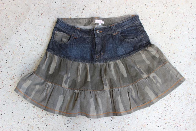 NEU! Jeans Minirock Volantrock Stufenrock Camouflage