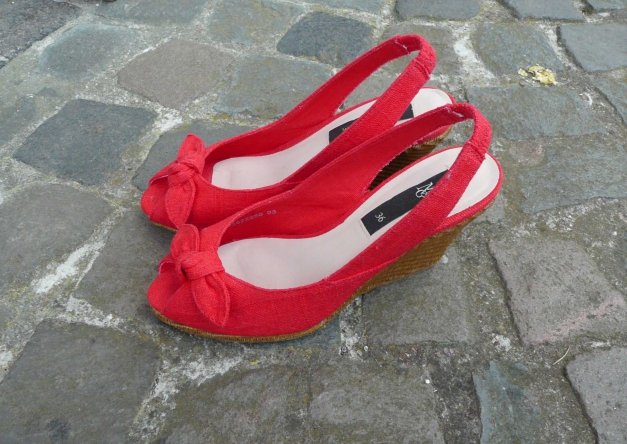 Mango Peeptoes Slingbacks Wedges Keilabsatz Pumps rot Gr.36