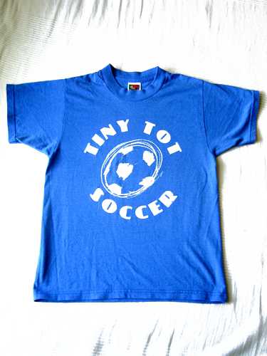 Blaues Retro / Vintage TShirt mit Fußball-Logo, Gr. XS-S (34-36)