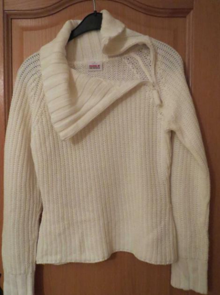 Pullover, Rollkragenpulli, weiß-creme