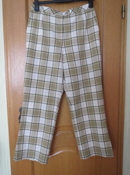 Hose(Stoffhose),beige-weiß,kariert