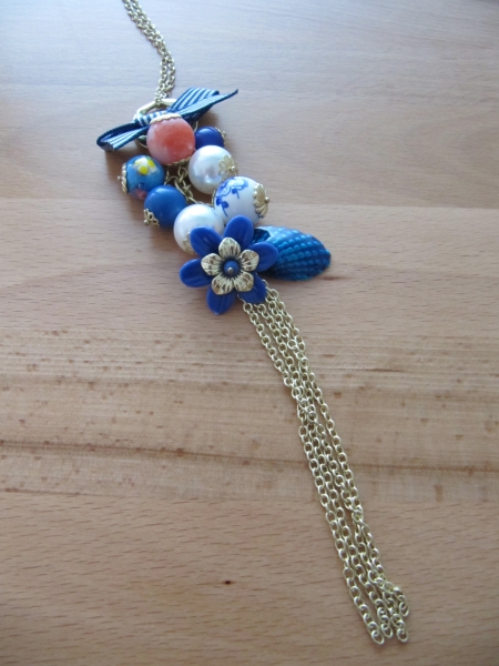 LANGE KETTE MARITIM MUSCHELN XL blau
