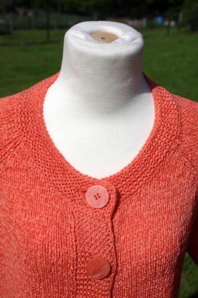 Cardigan Strickjacke orangerot lachs Kurzarm