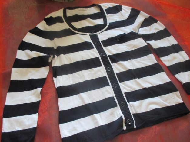 NEUw Marine Maritim Sailor- Style Block- Streifen Fein- Strickjacke Cardigan 