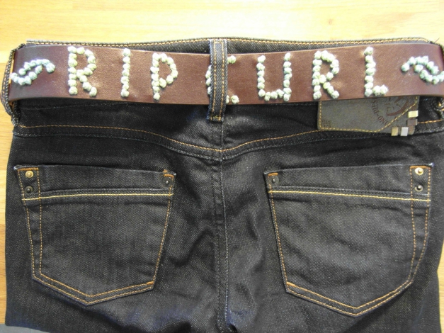 Rip Curl Leder Gürtel braun blau Gr. S