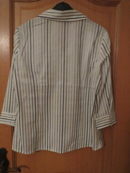 Bluse, Gr.42/M, gestreift, weiß-silber
