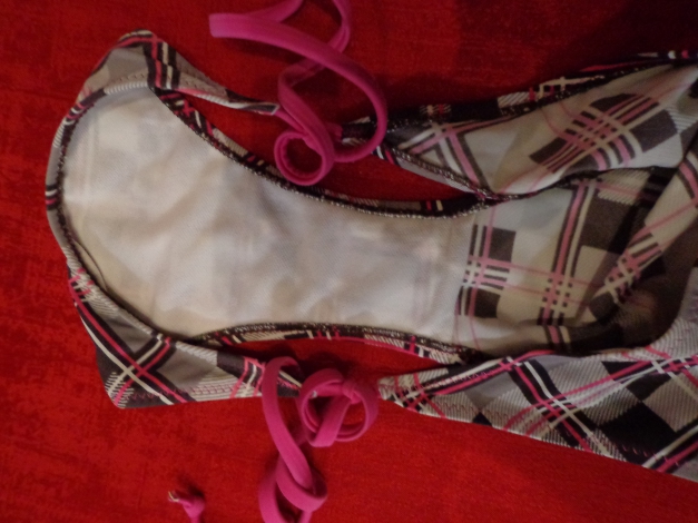 Bikini Set von Cygnus gr.S kariert braun-weiß-pink