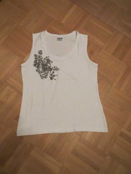 Top, Gr.38/S, mit Blume, weiß