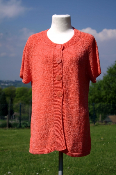Cardigan Strickjacke orangerot lachs Kurzarm