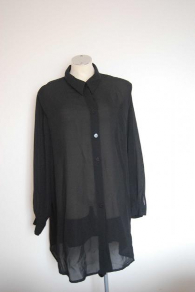 Transparente  Schwarze  Long Tunika Bluse Oberteil  Trendi
