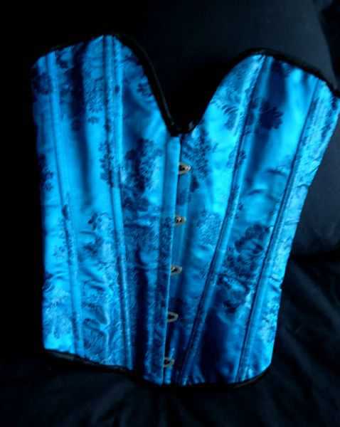 Korsett aus China-Brokat *Corsage* *Blau* *Satin* *Gothic* *Cyber* *Asia*
