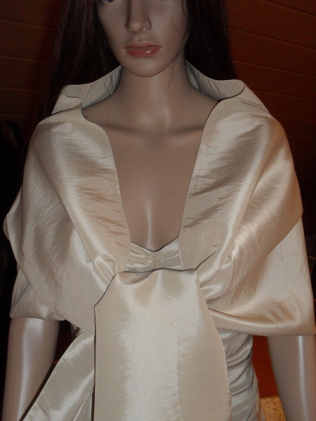 Abendkleid Unique Gr 38 Gold/ Beige mit Stola