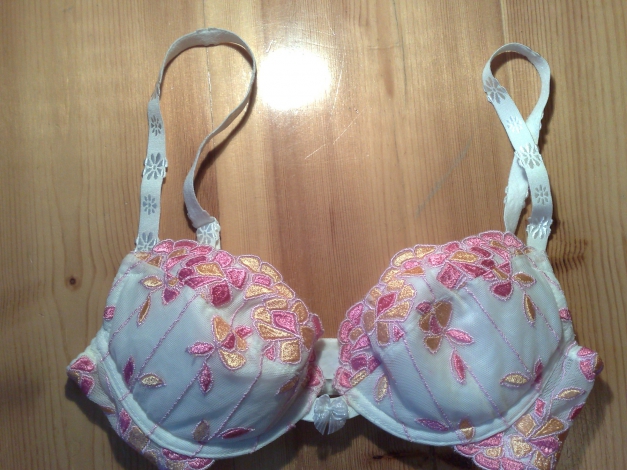 BH Set + Slip Push Up BH Dessous 65B XS  weiß pink