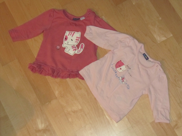 LANGARM SHIRTS LA PULLI MIT KITTY GR.62/68 RÜSCHE WIE NEU