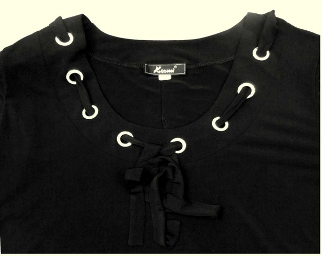 Keomi Lagenlook Slinky Tunika Langarm-Shirt - Gr. B1 ( 44/46 ) - rabenschwarz