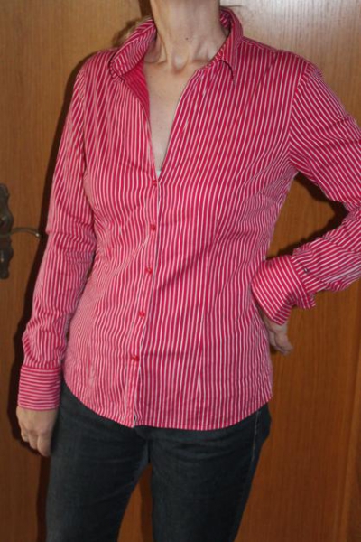 Tommy Hilfiger pink-rot gestreifte Damen Bluse-Hemd