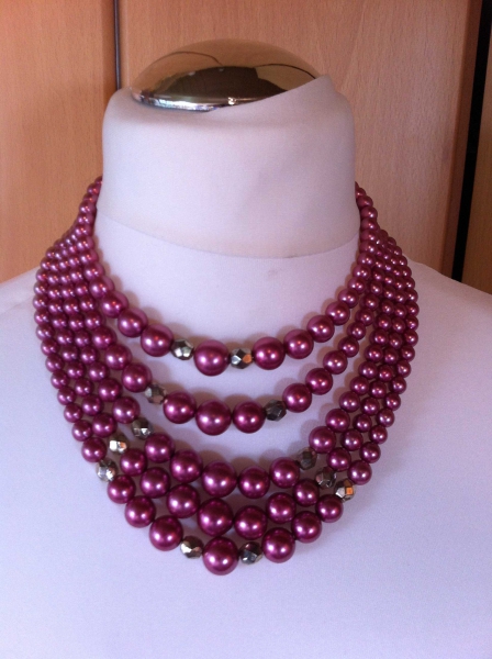 5 reihige Perlenkette Vintage