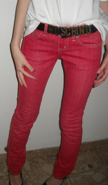 Sexy LTB Röhre Jeans Hose rot Littlebig Colour Blocking Ziernähte NEU Gr. 25 32 34 XXS XS