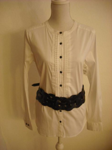 Smoking-Bluse, weiss, Falten, tailliert