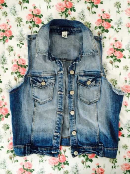 Gina Tricot Used Look Destroyed Blogger Jeans Weste Jacke 38 Hipster