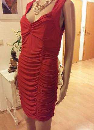 Schönes gerafftes Rotes Kleid M/L / H&M