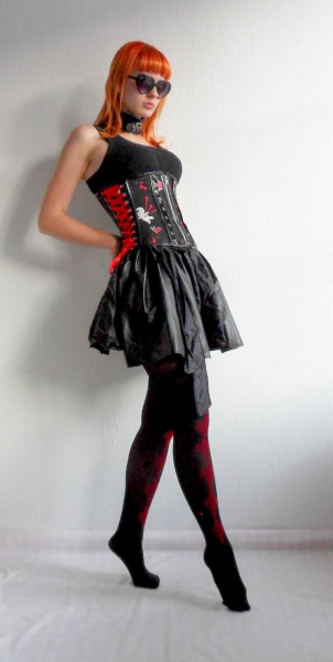 Schwarzer Wickelrock Petticoat Gr. S M L 36 38 40 Kunstleder Satin
