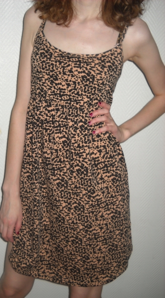 H&M Kleid Trägerkleid Hängerchen Leo Leopard Print Raffung Spaghetti Träger 36 38 40 S M L Neu