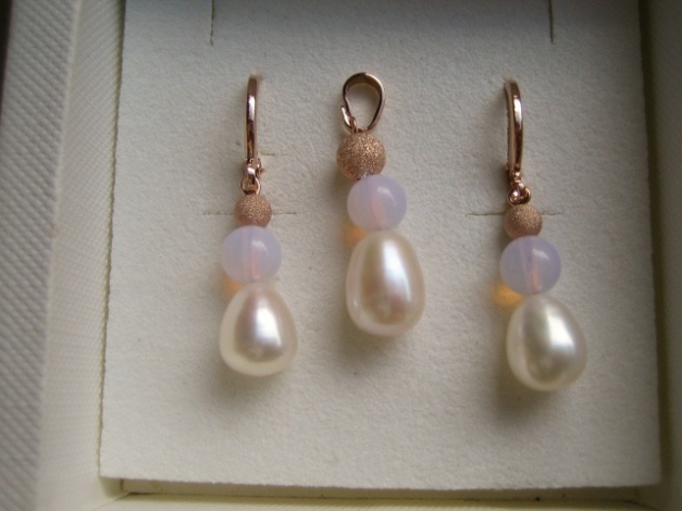 Perlen Schmuck-Set Rosegold