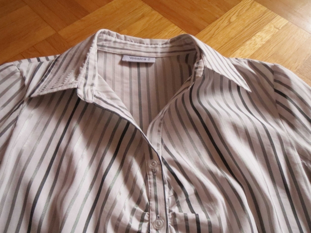 Bluse, Gr.42/M, gestreift, weiß-silber