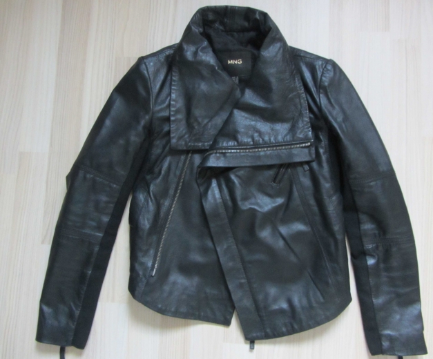 Mango Bikerjacke Leder Wasserfall Kragen Schwarz S 36 Kleiderkorb At